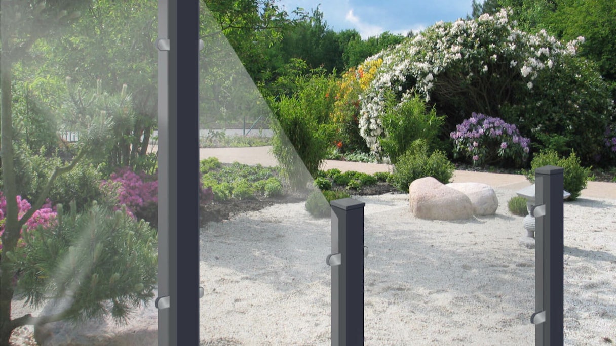 planeo Gardence Flair - Glas-Sichtschutz Hochkant Klarglas 90 x 180 cm