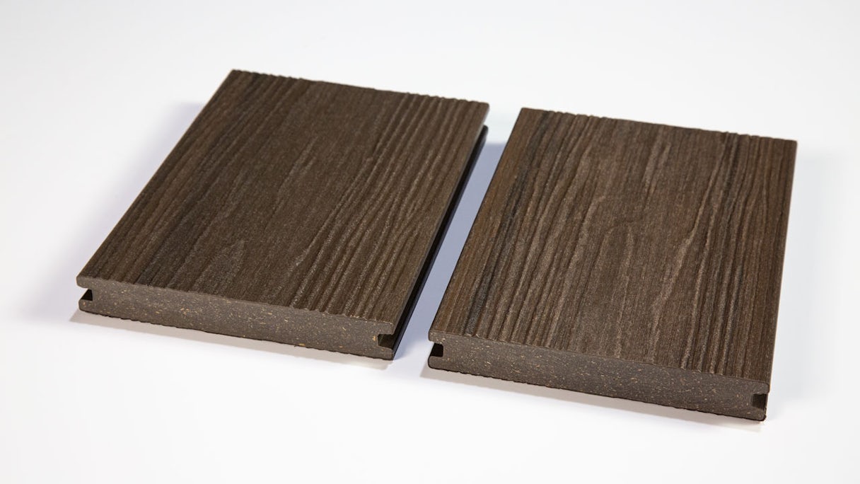Complete set planeo CoEx-Line 3m BPC solid plank wood structure walnut/black-brown 10.3m² incl. aluminium-UK