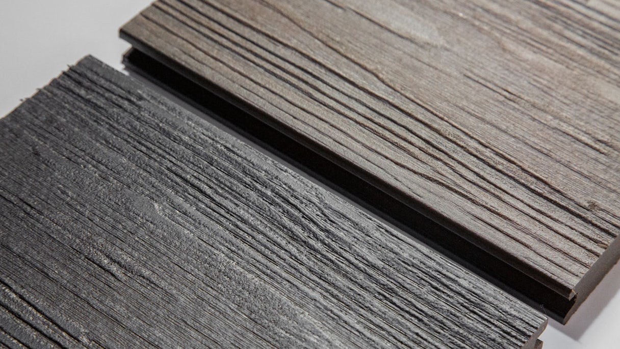 Complete set planeo CoEx-Line 4m BPC solid plank wood structure walnut/black-brown 28.8m² incl. aluminium-UK