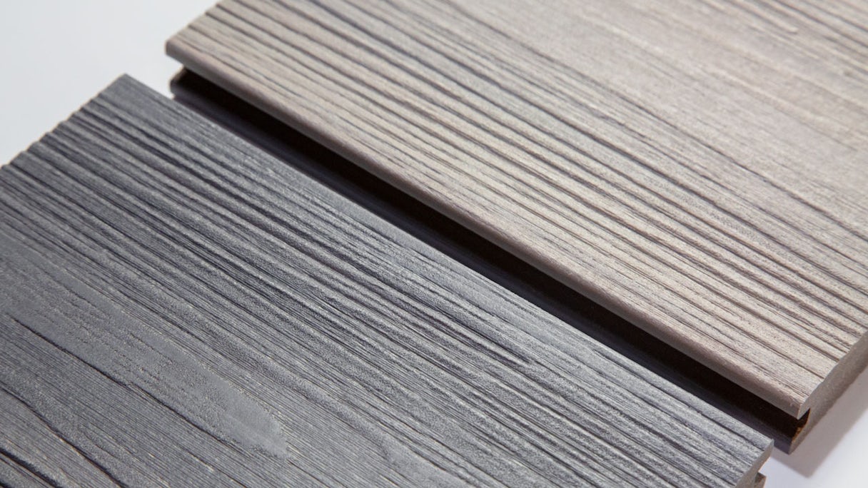 Complete set planeo CoEx-Line 3m BPC solid plank wood structure stone grey/graphite 18.1m² incl. aluminium-UK