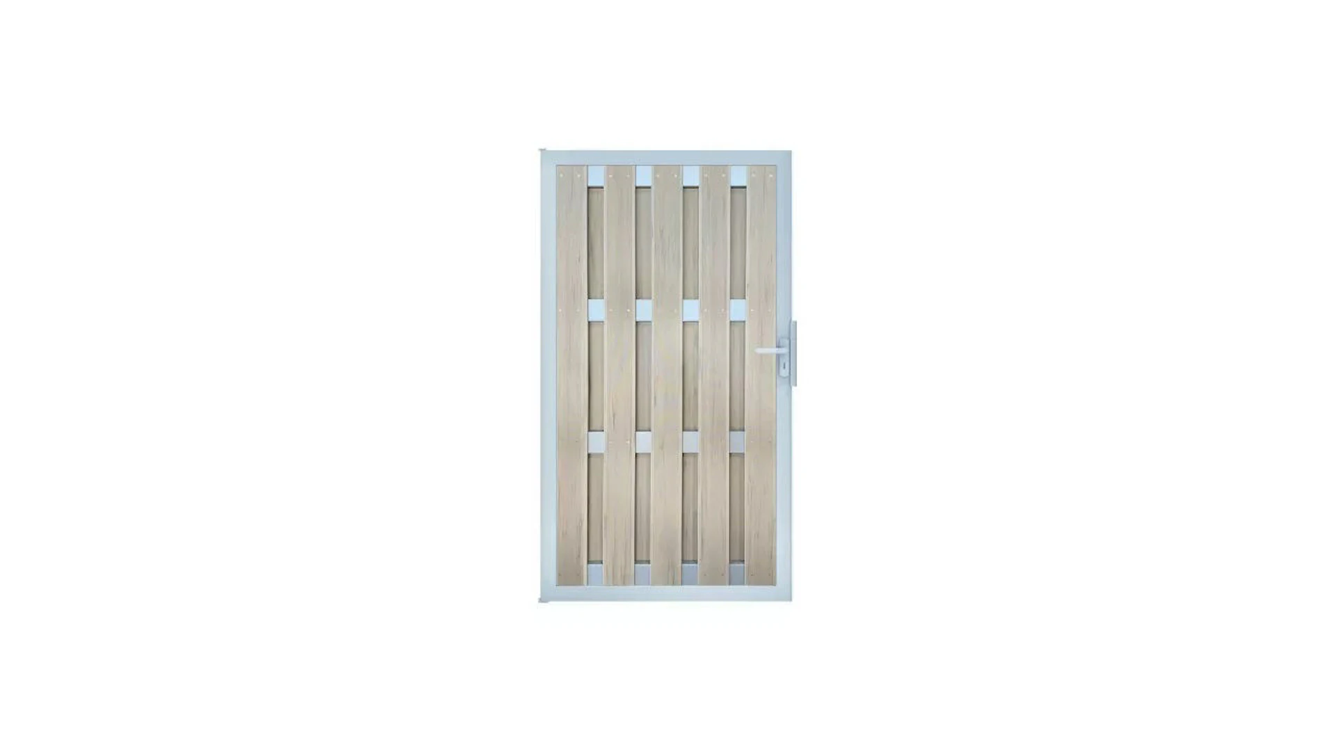 planeo prefabricated fence gate DIN left BiColor white 100 x 180 x 4,0cm - frame silver