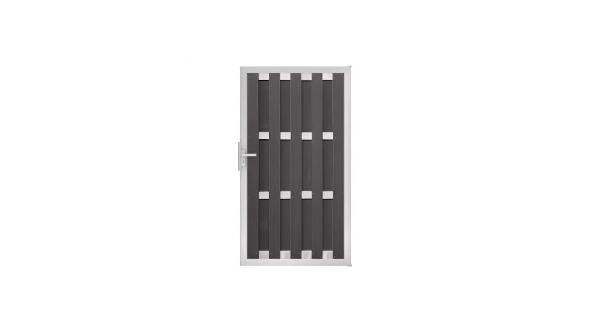 planeo prefabricated fence gate DIN right anthracite 100 x 180 x 4.0cm - frame silver