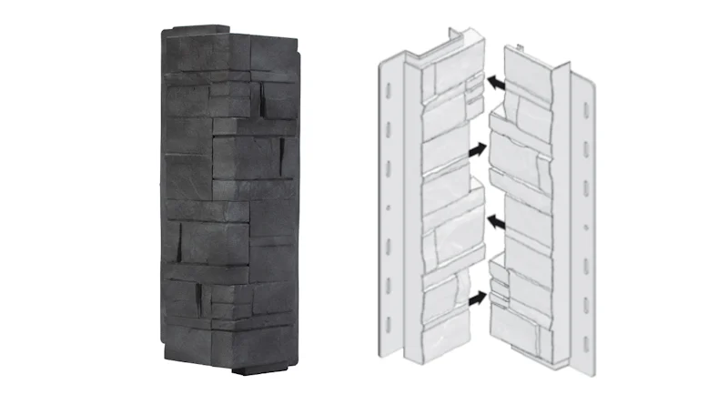 planeo Fassadenecken Schichtstein Anthracite - 406 x 149 mm
