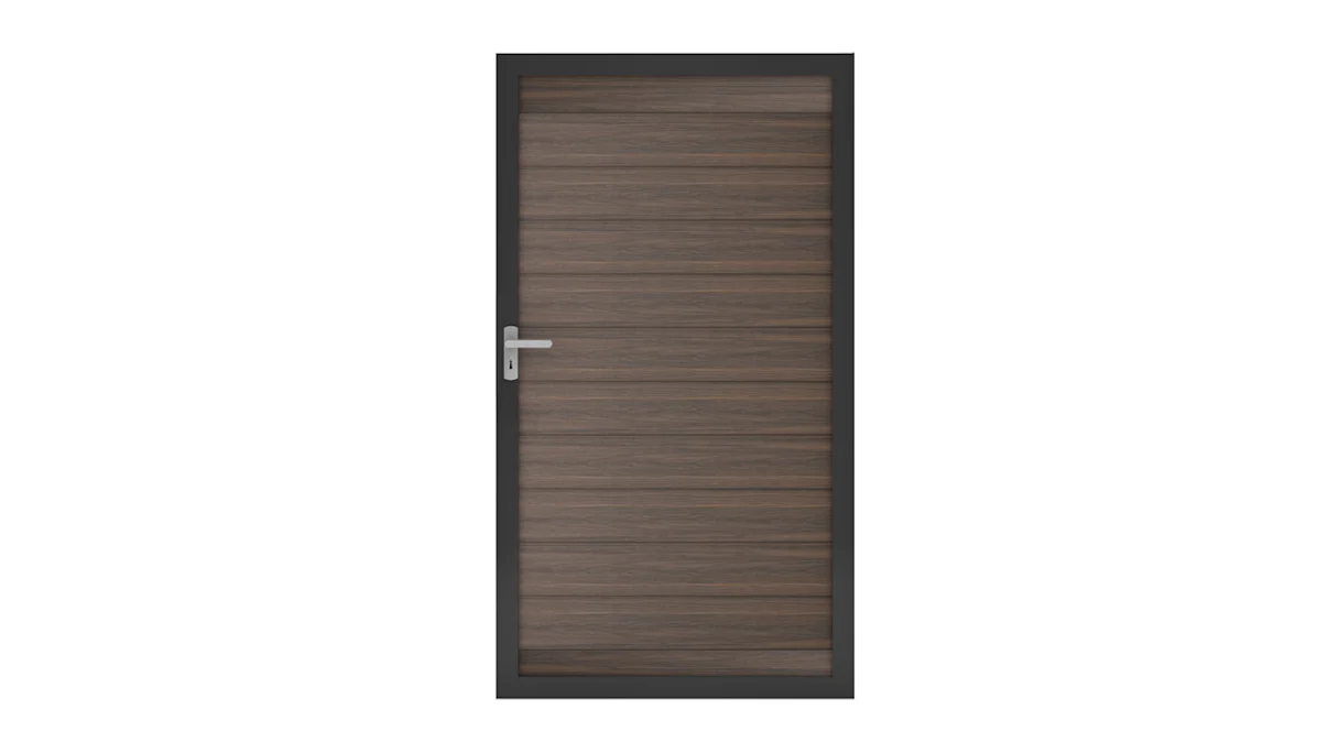 planeo Solid - universal door walnut co-ex with anthracite aluminium frame
