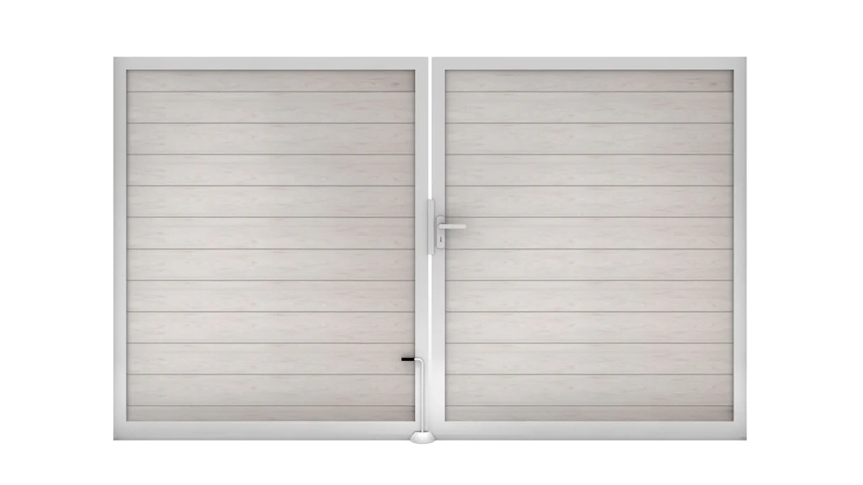 planeo Gardence Strong - Porte composite universelle 2 vantaux Bi-Color Blanc avec cadre aluminium