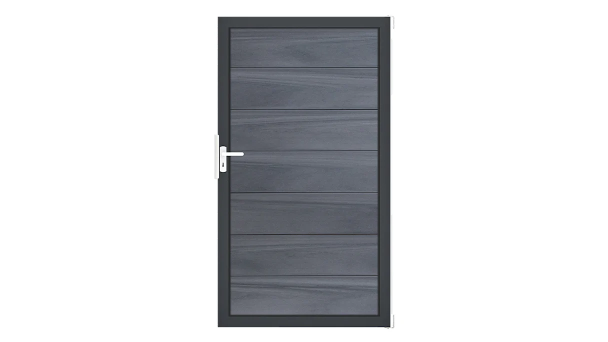 planeo Solid Grande - porta standard grigio pietra grigio pietra coesiste con telaio in alluminio antracite