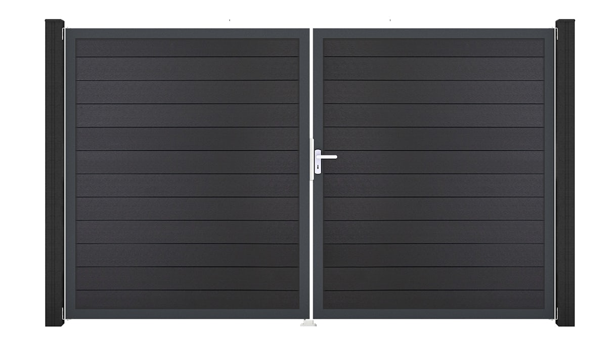 planeo Solid - porta universale 2 ante grigio antracite con telaio in alluminio antracite