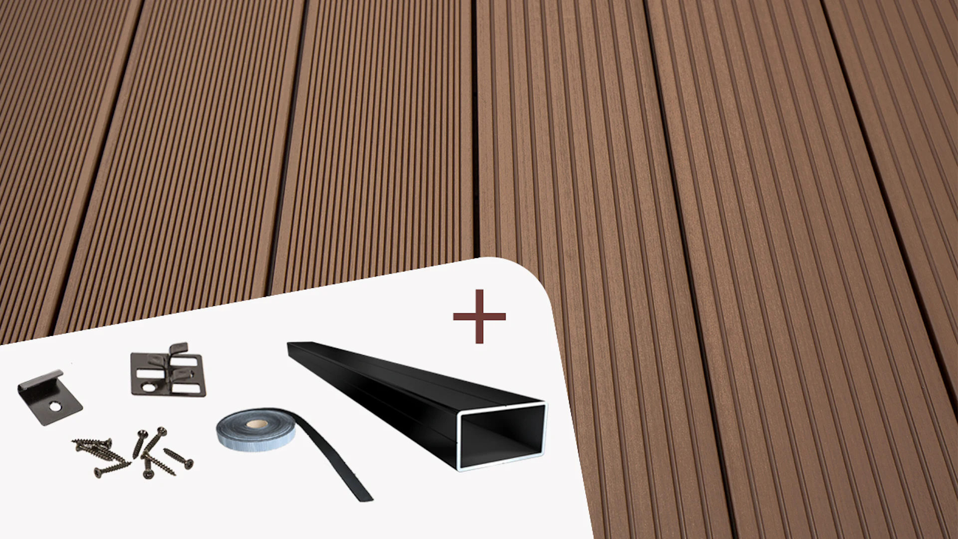 Complete set TitanWood 5m solid plank grooved structure dark brown 10.2m² incl. Alu-UK
