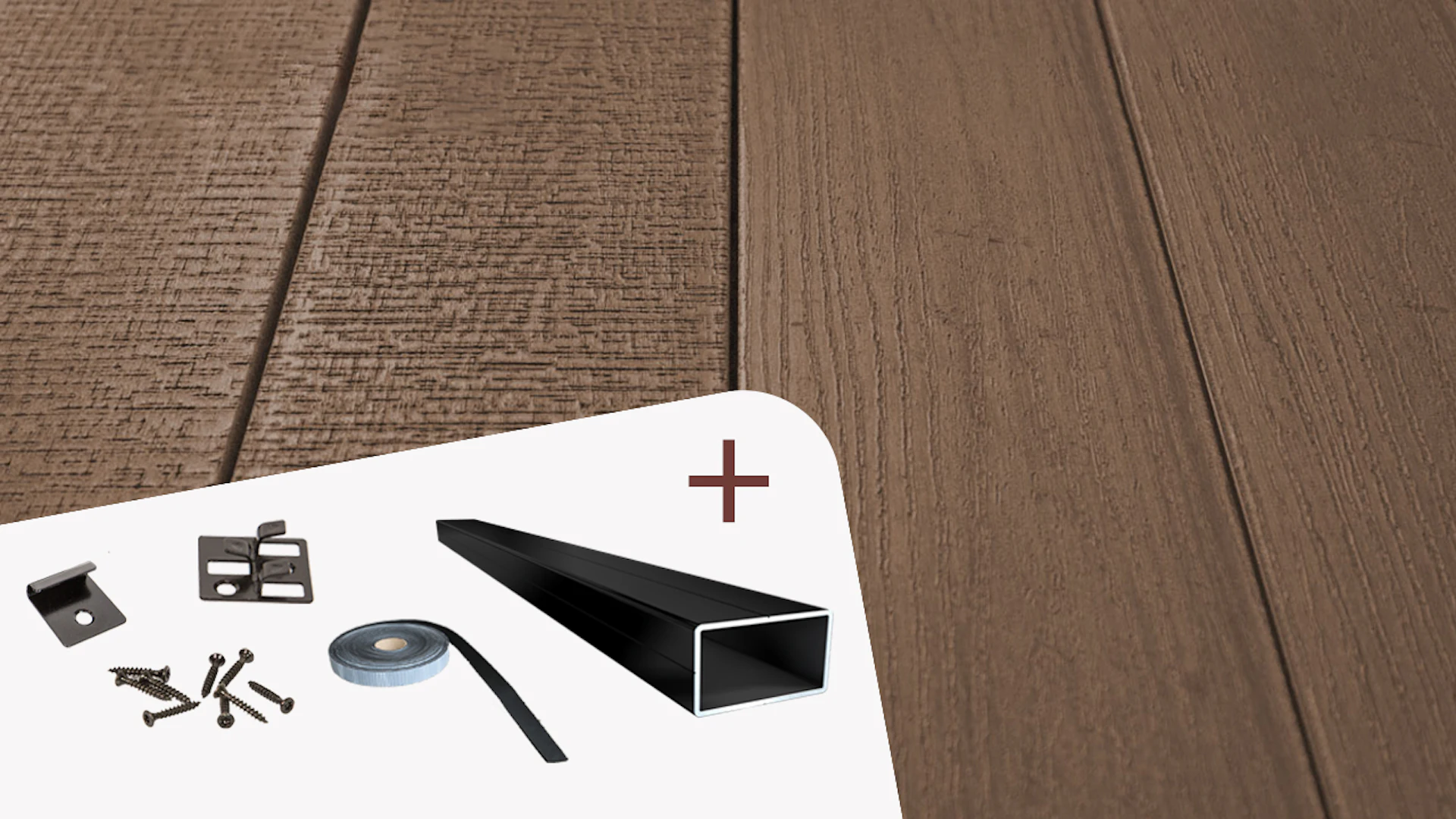 Complete set TitanWood 3m solid plank wood structure dark brown 6m² incl. aluminium-UK