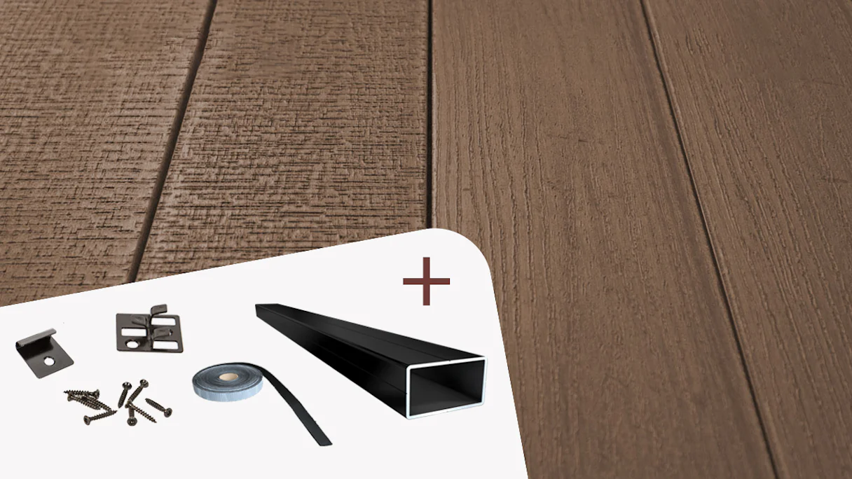 Complete set TitanWood 4m solid plank wood structure dark brown 8.2m² incl. Alu-UK
