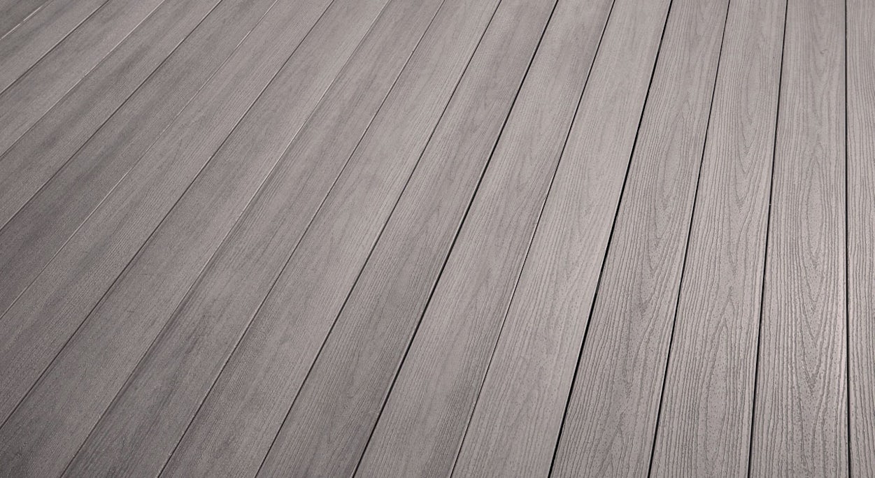 Komplett-Set TitanWood 3m Massivdiele Holzstruktur Hellgrau 60.8m² inkl. Alu-UK