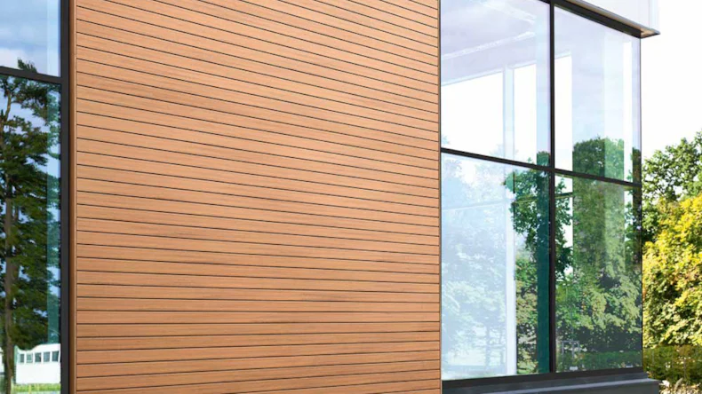planeo Fassado - WPC rivestimento facciata a fasce romboidali in rovere marrone XL 6 m