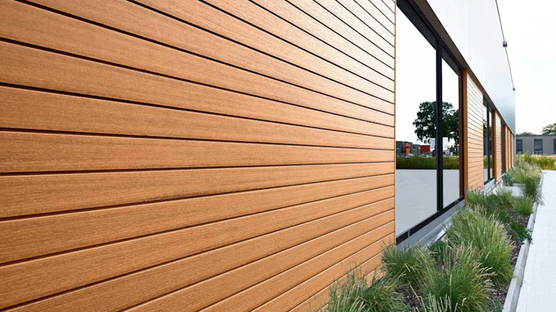 planeo Fassado - WPC rivestimento facciata a fasce romboidali in rovere marrone XL 6 m