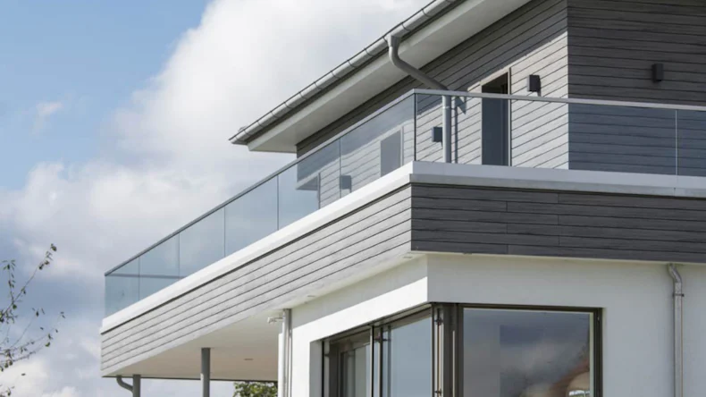 planeo Fassado - Rivestimento di facciata a fasce romboidali WPC grigio grafite XL 6 m