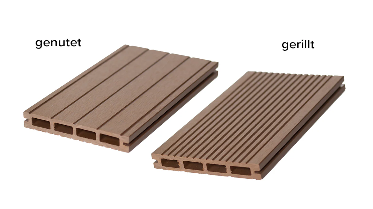 planeo terrasse composite - lame creuse brun clair - rainuré/rainuré