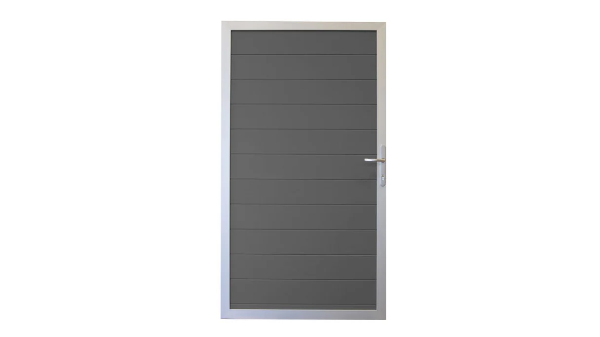 planeo Gardence Metallic - Porte aluminium universelle gris Anthracite avec cadre en aluminium