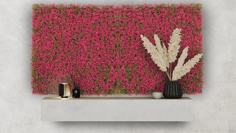 planeo Akustikpaneel - MixWall Leaf Mood Pink Design Grass 52 x 52 cm | Kunstpflanze (PLMW-41111)