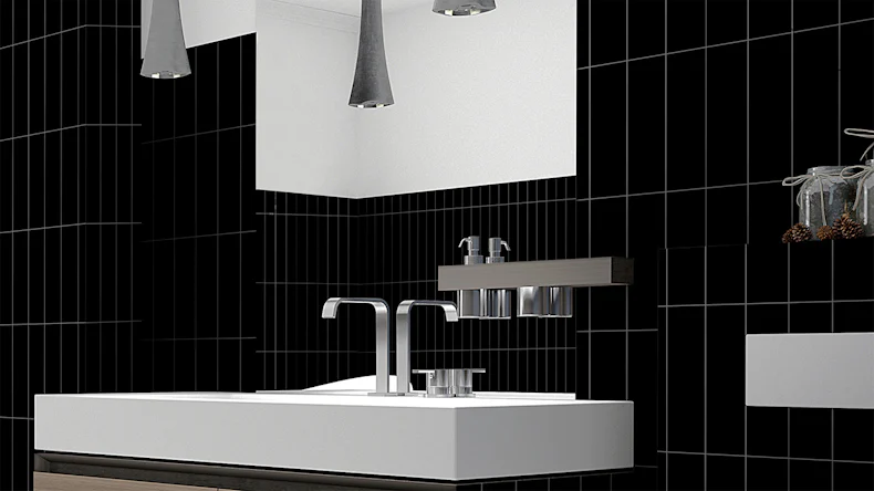 planeo Revea - Revêtement mural plastique Black Block brillant 120 x 60 cm