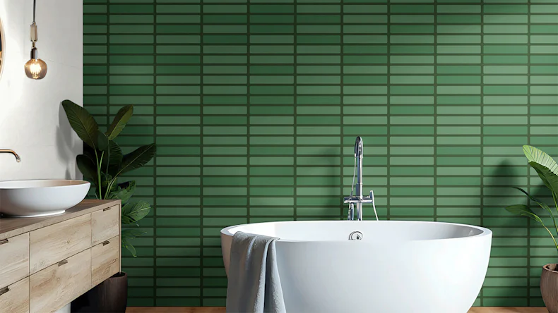 planeo Revea - Revêtement mural plastique Green Block brillant 120 x 60 cm