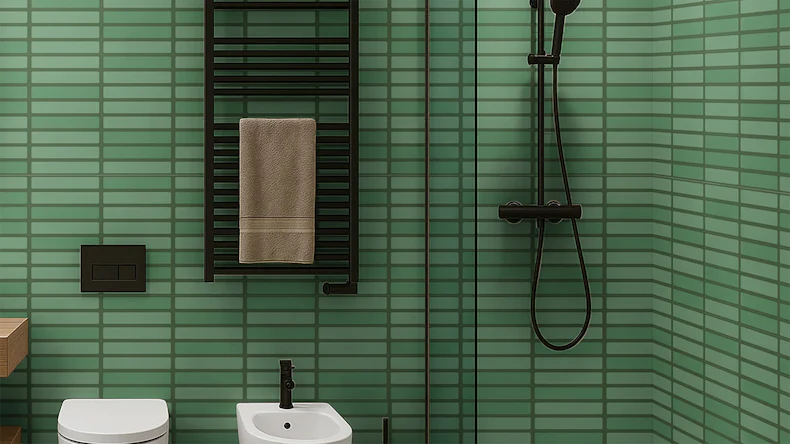 planeo Revea - Revêtement mural plastique Green Block brillant 120 x 60 cm