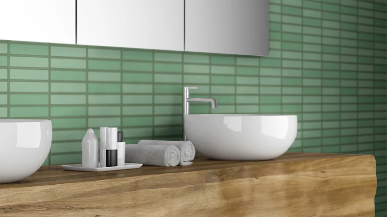 planeo Revea - Revêtement mural plastique Green Block brillant 120 x 60 cm