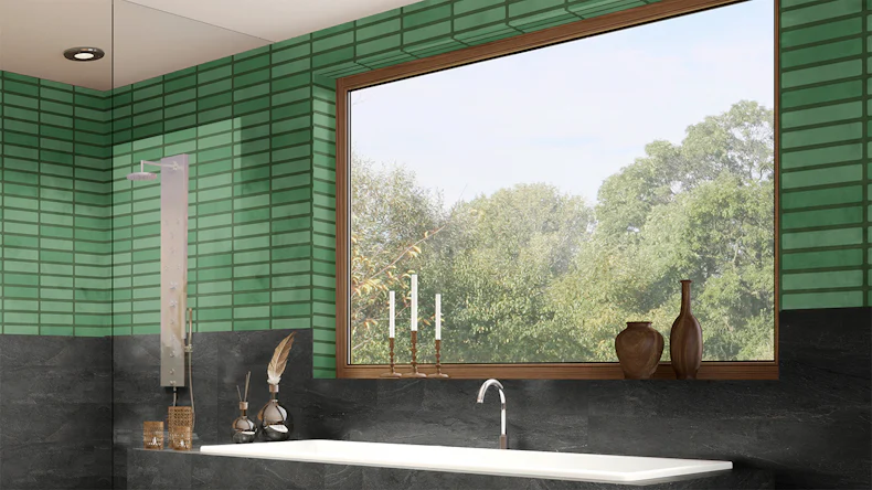 planeo Revea - Revêtement mural plastique Green Block brillant 120 x 60 cm