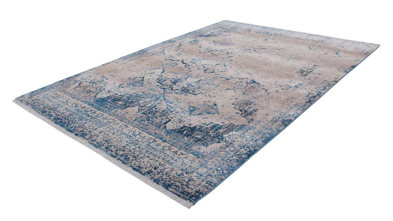 planeo Teppich - Antigua 500 Creme / Blau 200 x 290 cm