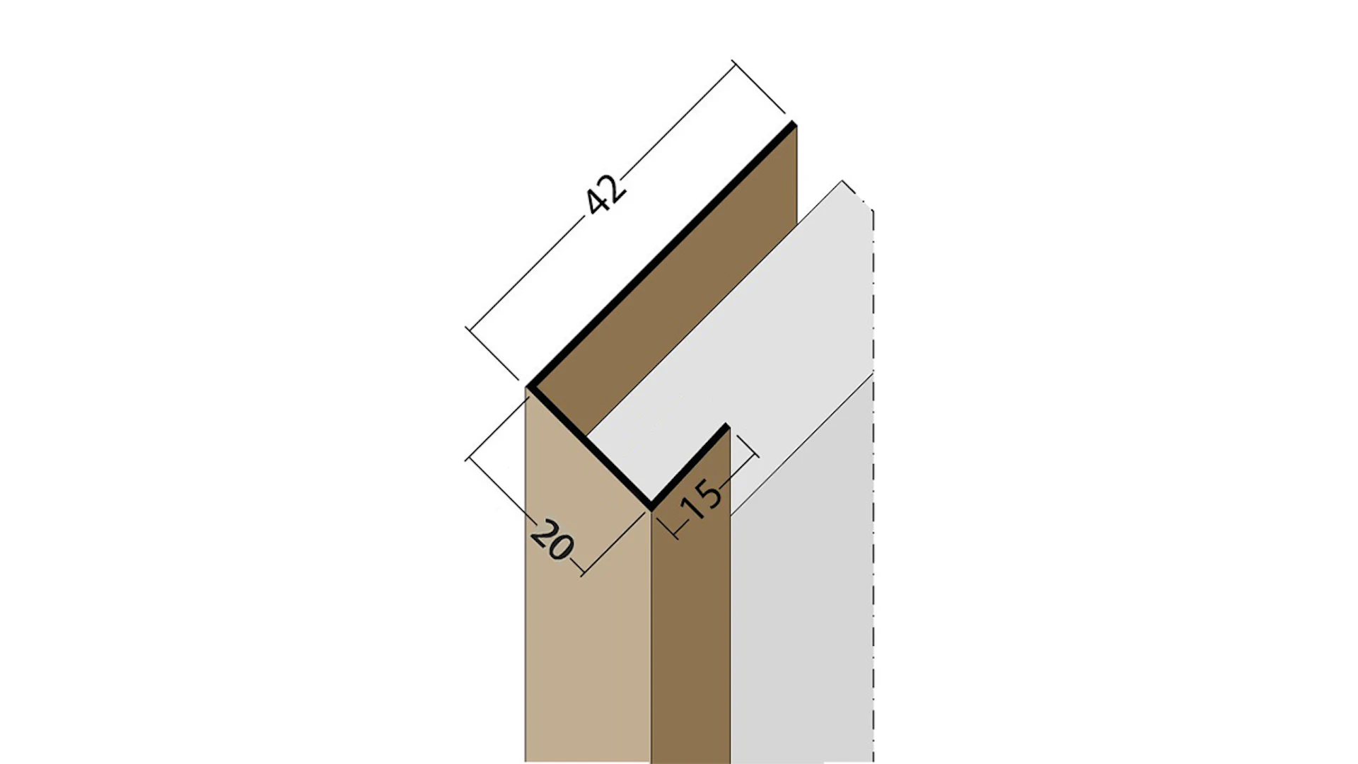 planeo Protect end profile - AP 20mm mounting 5000mm length brown