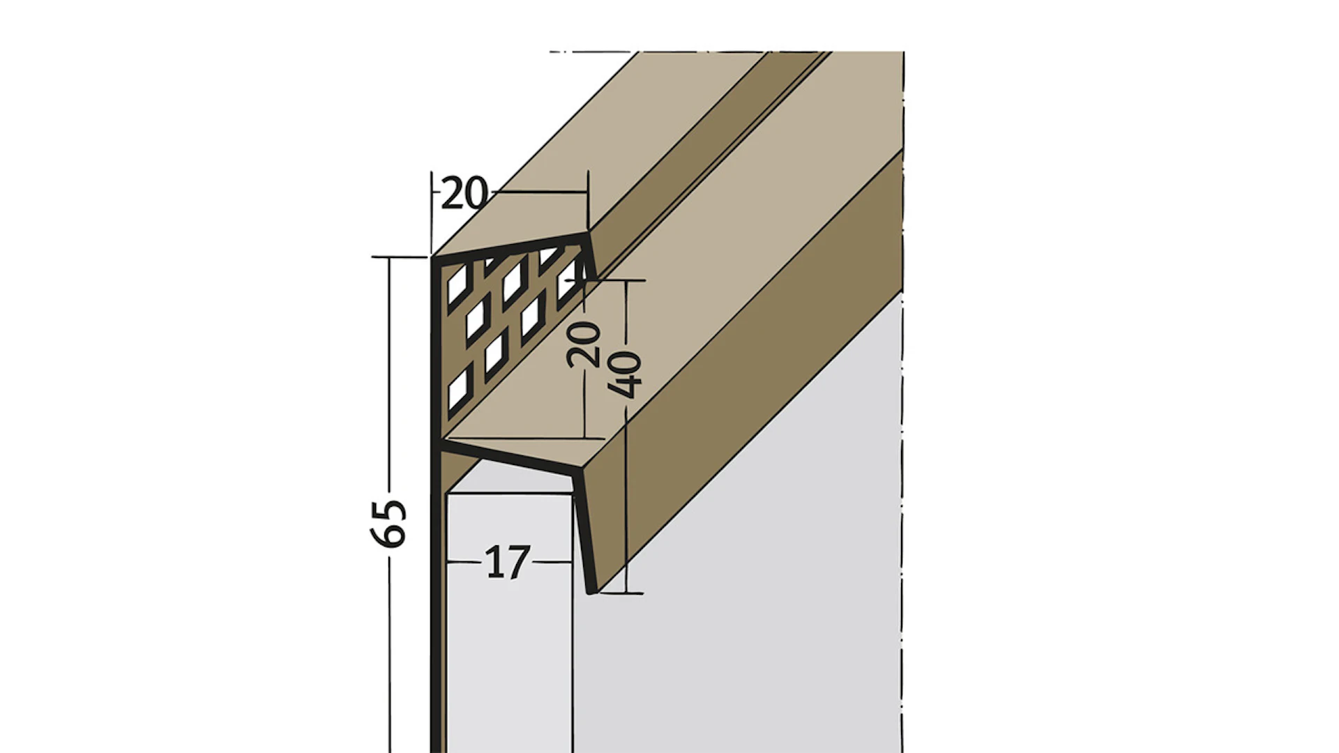 planeo eaves ventilation profile - TL 65x17mm intake 5000mm length black