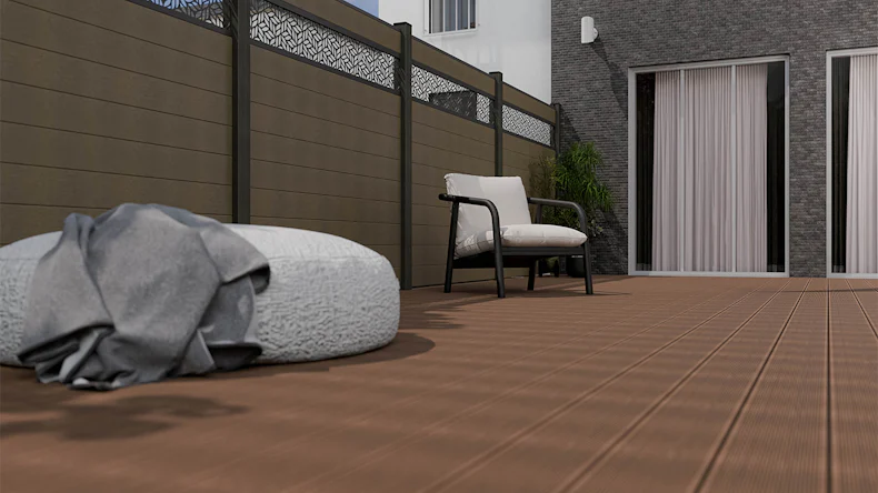 planeo Gardence Strong - BPC-Steckzaun Leafs Terra 180 x 180 cm