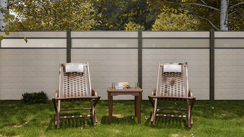 planeo Gardence Strong - BPC-Steckzaun Glas Satiniert Bi-Color Sand 180 x 180 cm