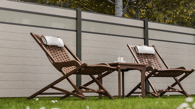 planeo Gardence Strong - BPC-Steckzaun Glas Satiniert Bi-Color Sand 180 x 180 cm