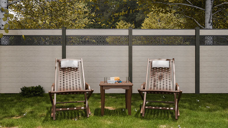 planeo Gardence Strong - BPC-Steckzaun Abstract Bi-Color Sand 180 x 180 cm