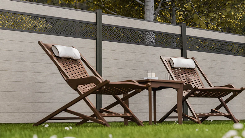 planeo Gardence Strong - BPC-Steckzaun Abstract Bi-Color Sand 180 x 180 cm