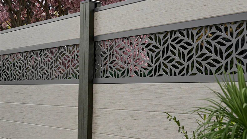 planeo Gardence Strong - BPC-Steckzaun Leafs Bi-Color Sand 180 x 180 cm