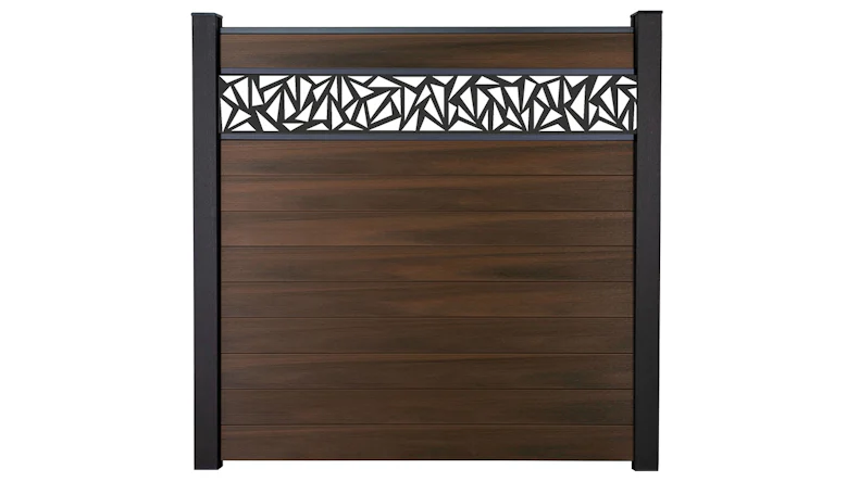 planeo Gardence Strong - BPC-Steckzaun Triangle Walnuss co-ex 180 x 180 cm