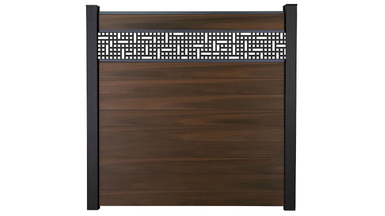 planeo Gardence Strong - BPC-Steckzaun Mesh Walnuss co-ex 180 x 180 cm