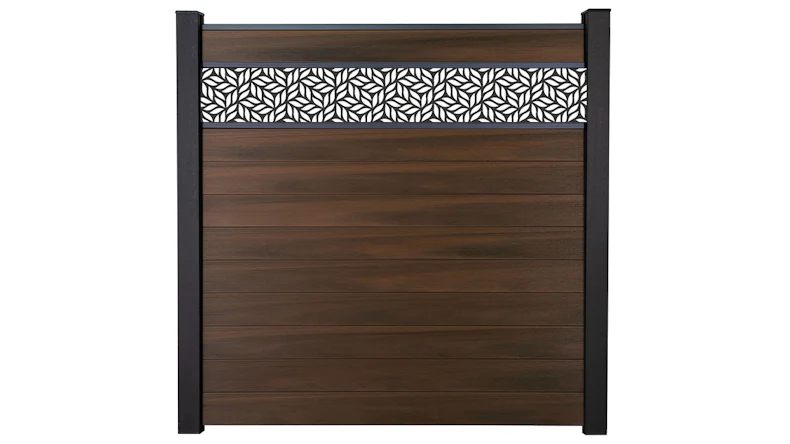 planeo Gardence Strong - BPC-Steckzaun Leafs Walnuss co-ex 180 x 180 cm