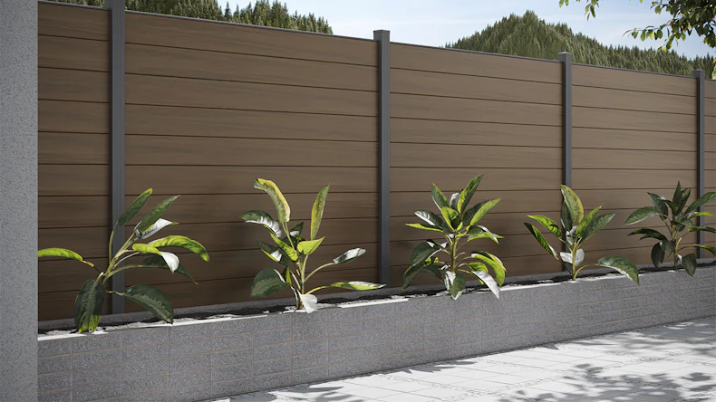 planeo Gardence Strong - Recinzione in BPC quadrata Noce co-ex