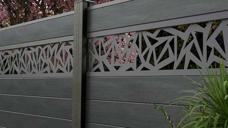 planeo Gardence Strong - BPC-Steckzaun Triangle Steingrau co-ex 180 x 180 cm