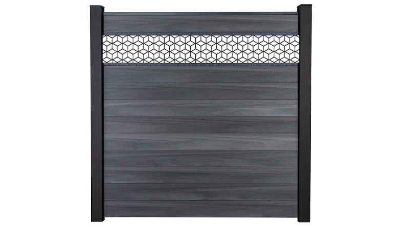 planeo Gardence Strong - BPC-Steckzaun Cube Steingrau co-ex 180 x 180 cm