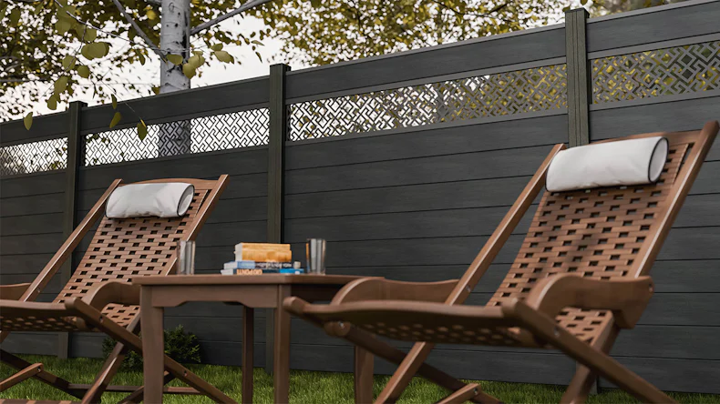 planeo Gardence Strong - BPC-Steckzaun Abstract Steingrau co-ex 180 x 180 cm