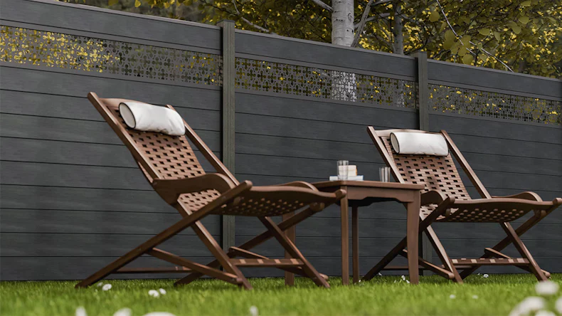 planeo Gardence Strong - BPC-Steckzaun Oriental Steingrau co-ex 180 x 180 cm