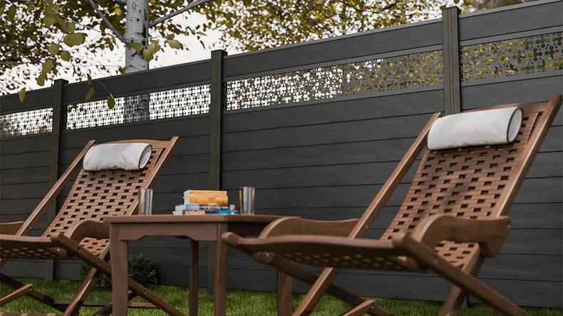 planeo Gardence Strong - BPC-Steckzaun Oriental Steingrau co-ex 180 x 180 cm