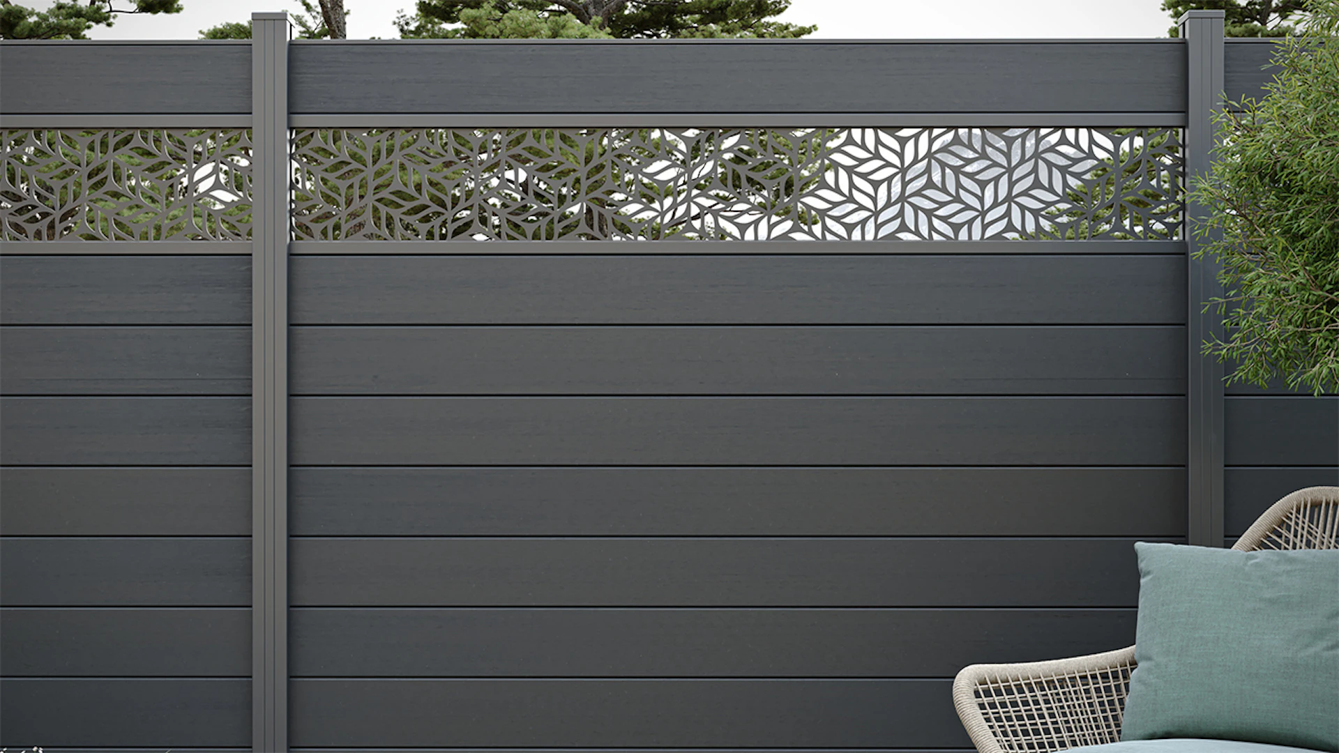 planeo Solid - garden fence square anthracite grey