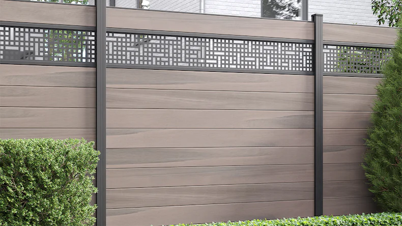 Clôture planeo Gardence WPC - Desert co-ex incl. insert design au choix 180 x 180 cm