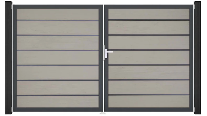 planeo Gardence Deluxe - Porta BPC - DIN Destro 2 ante Bicolore Sabbia con telaio in alluminio antracite