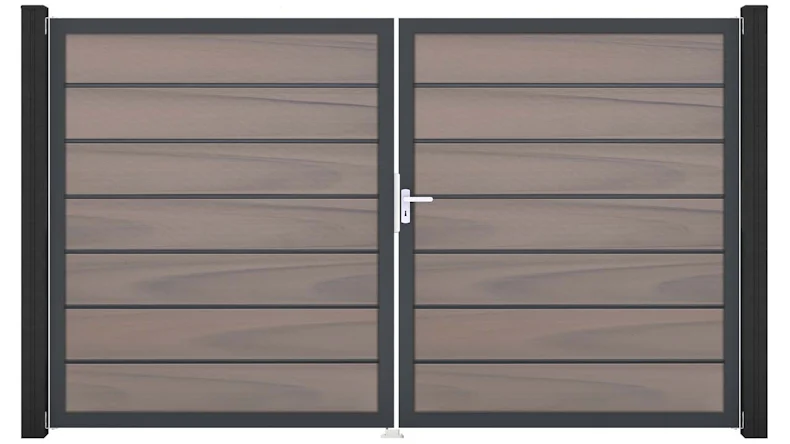 planeo Gardence Premium BPC door - DIN right 2-leaf Bi-Color co-ex with anthracite aluminium frame