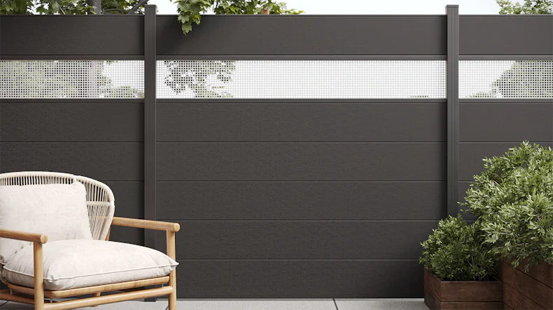 planeo Gardence Strong XL - Clôture composite à emboîter noir co-ex