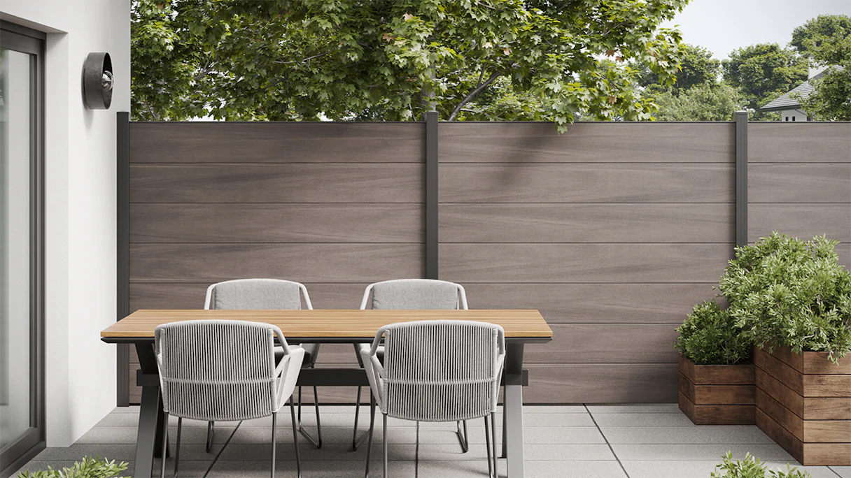 recinzione planeo Gardence WPC XL - Desert co-ex incl. inserto design a scelta 180 x 180 cm